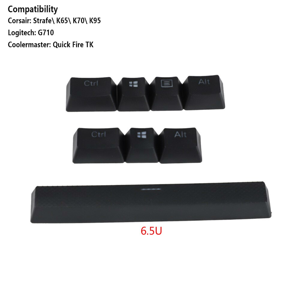 Razer 6.0u corsair logitec 6.5u espaço barra pbt keycaps duplo tiro suplementar row1 tampões ctrl alt ganha para teclado mecânico: Corsair-Black