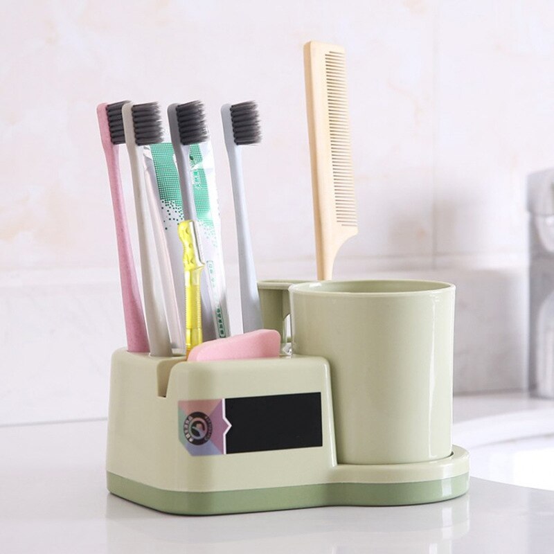 Plast badeværelset tumblere hjem vask kopper tandbørste holder krus kop børste kopper badeværelse tandbørste holder: Grøn