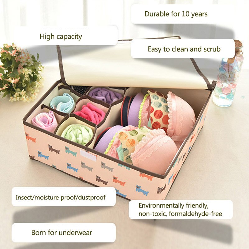Home Storage Kit Drawer Closet Organizers Waterproof Oxford Cloth Underwear Storage Box Save Space Foldable 13 Grids