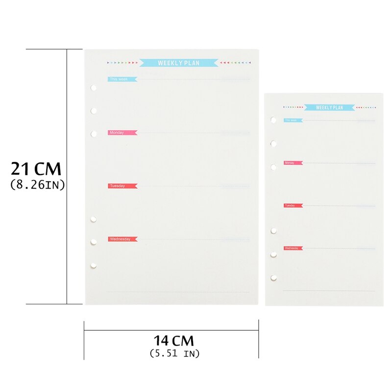 6 Holes Loose Leaf Notebook Spiral Planner Refill Inner Paper A5 A6 Pages Diary Weekly Monthly Plan To do List 40Pcs/Set