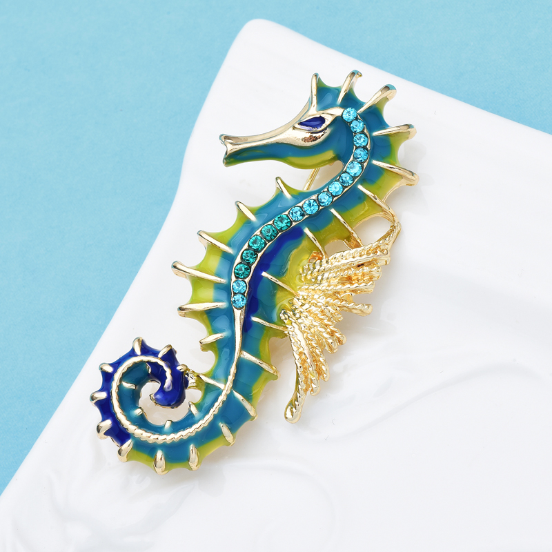 Broches de caballito de mar esmaltados Wuli & baby para mujeres y hombres, , broche de oficina para de animales de hipocampo,