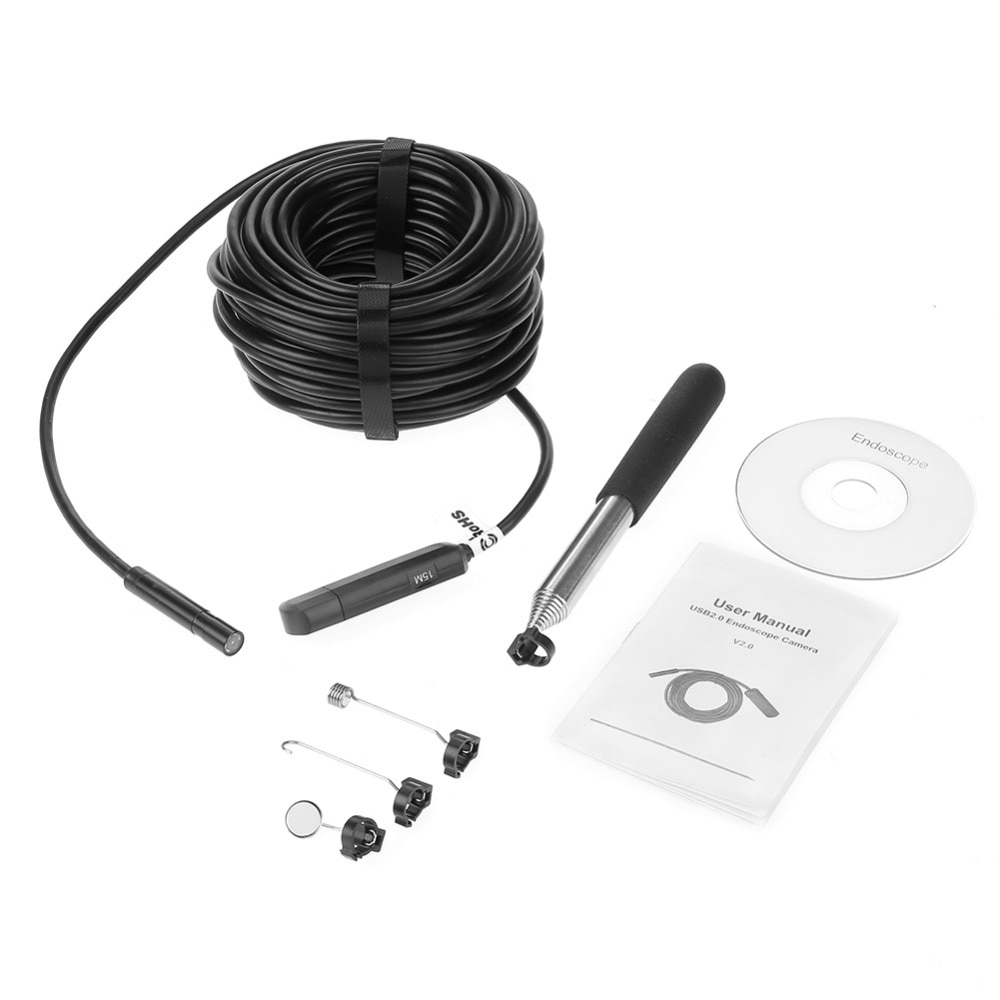 USB Endoscoop 15 Meter Waterdichte Inspectie Camera Flexibele Borescopen met 2-Megapixel voor Pijp Auto Inspectie