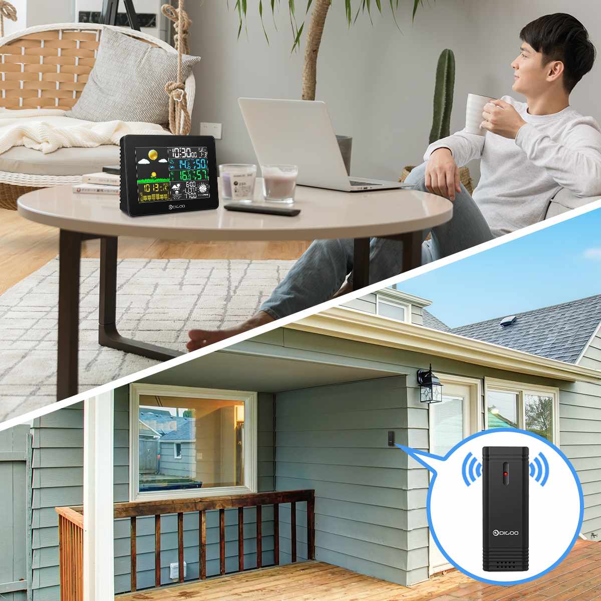 Digoo DG-TH8868 Station météo numérique sans fil intérieur extérieur capteur température Instruments hygromètre thermomètre horloge