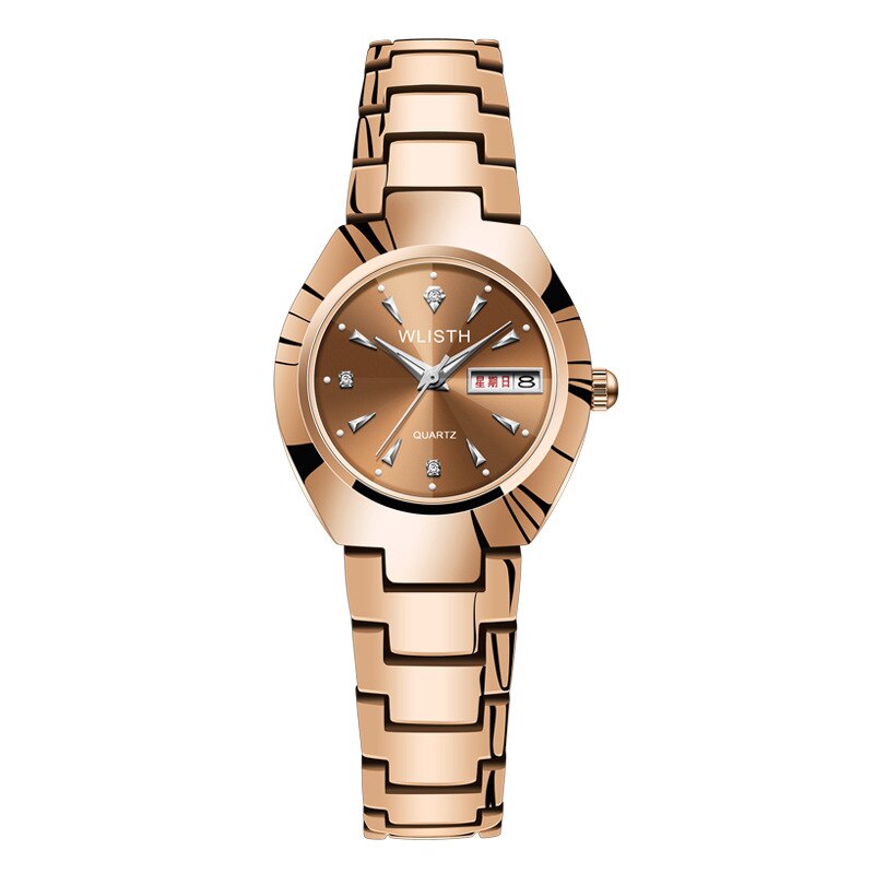 Lover Horloges Paar Horloge Goud Heren Staal Quartz Dubbele Kalender Lichtgevende Waterdichte Mode Horloge Cadeau Voor Meisje: Women 1