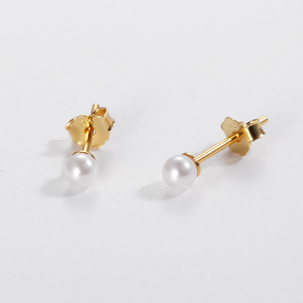 925 Sterling Silber Stud Ohrringe Weiß Shell Simulierte-perle Runde Schmetterling Gold Ohrringe für Frauen Herz Form Ohr Schmuck: E2087G