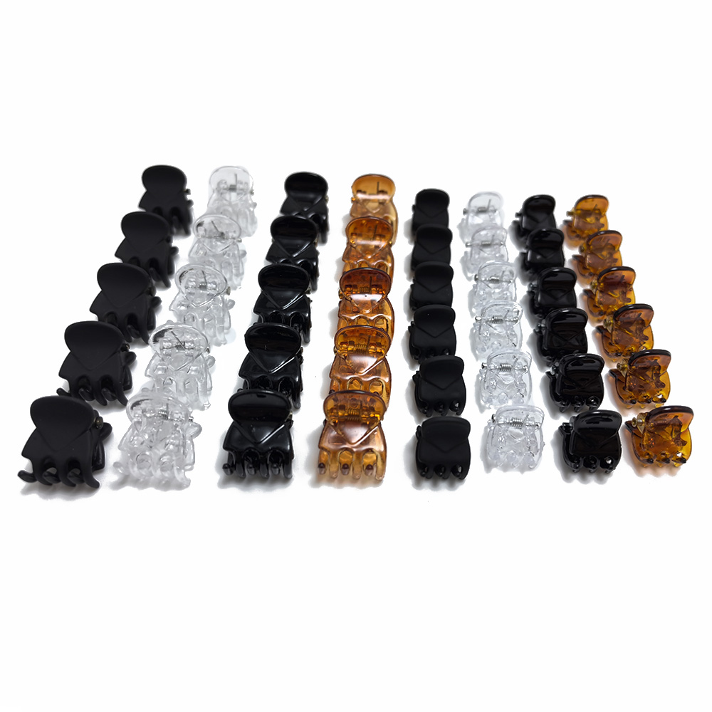 50 Stks/partij 1-1.5Cm Kleine Mini Haar Klauw Clips Zwart Bruin Doorzichtig Doorzichtig Plastic Clips Haarspeld Kids Haar Styling Klem Vrouwen