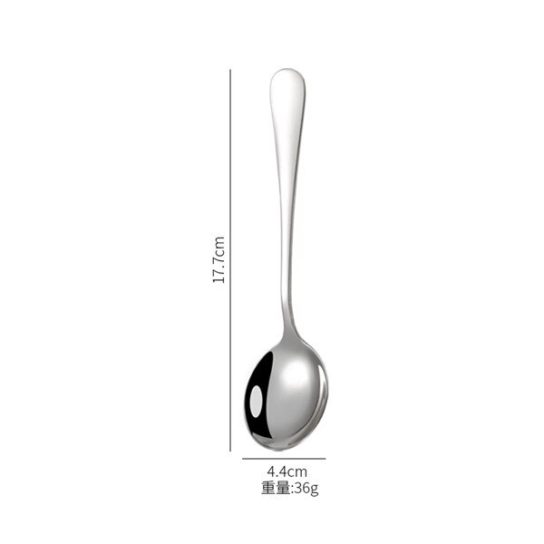 Colorful Soup Spoon 304 Stainless Steel Dinner Spoon With Long Handle Big Cooking Food Scoop For Kitchen Tableware: silver 1