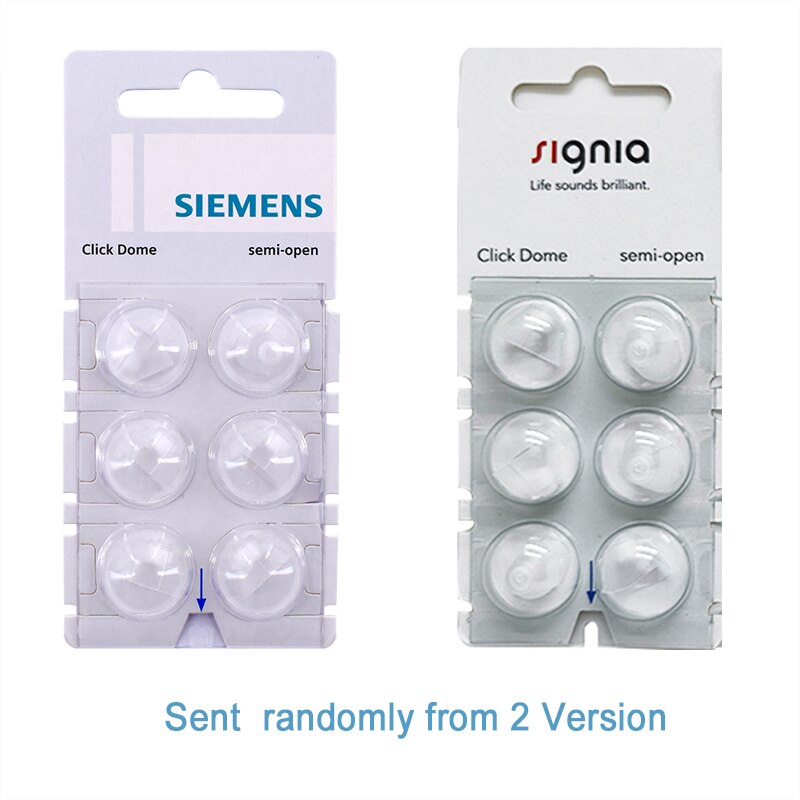 Siemens Signia Original Silicone Eardomes 6 Pieces of Ear Tips Click Sleeve Vented for CIC ITC and RIC Model Hering Aids: Semi Open