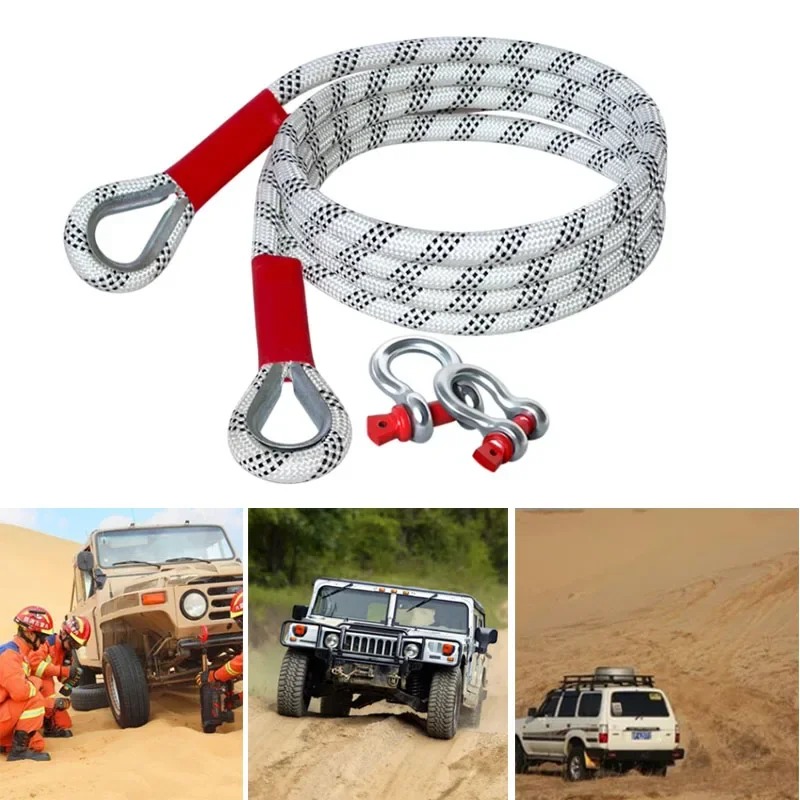 Cuerda de remolque para coche, vehículo todoterreno, puede remolque, versión de cuerda de remolque de rescate de 20 toneladas, que es muy confiable y resistente al desgaste