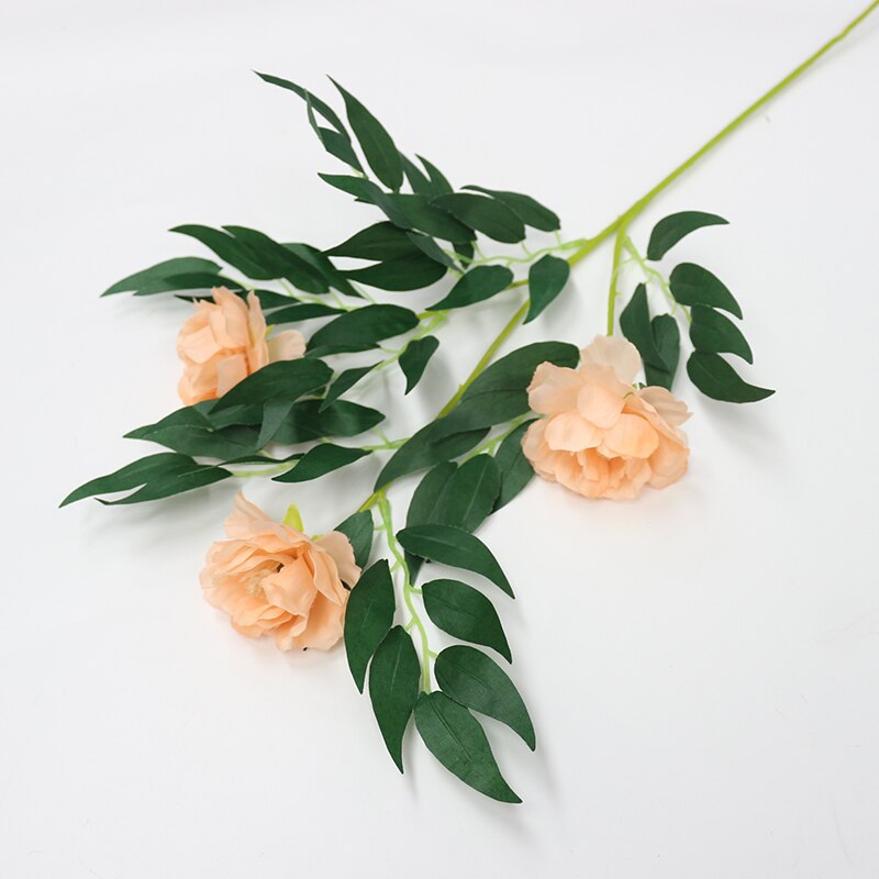 66cm lange europæiske kunstige blomster 3 hovedbælte blad silke rose bryllup blomst alien rose dekorativ blomster fest indretning 1 stk.: 06