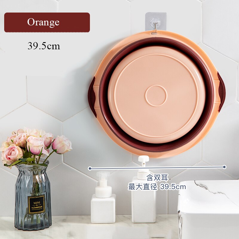 39cm pliable en plastique et Portable bassins lavabos pliant buanderie baignoire salle de bains cuisine accessoires voyage pliant lavabo: 39.5cm orange