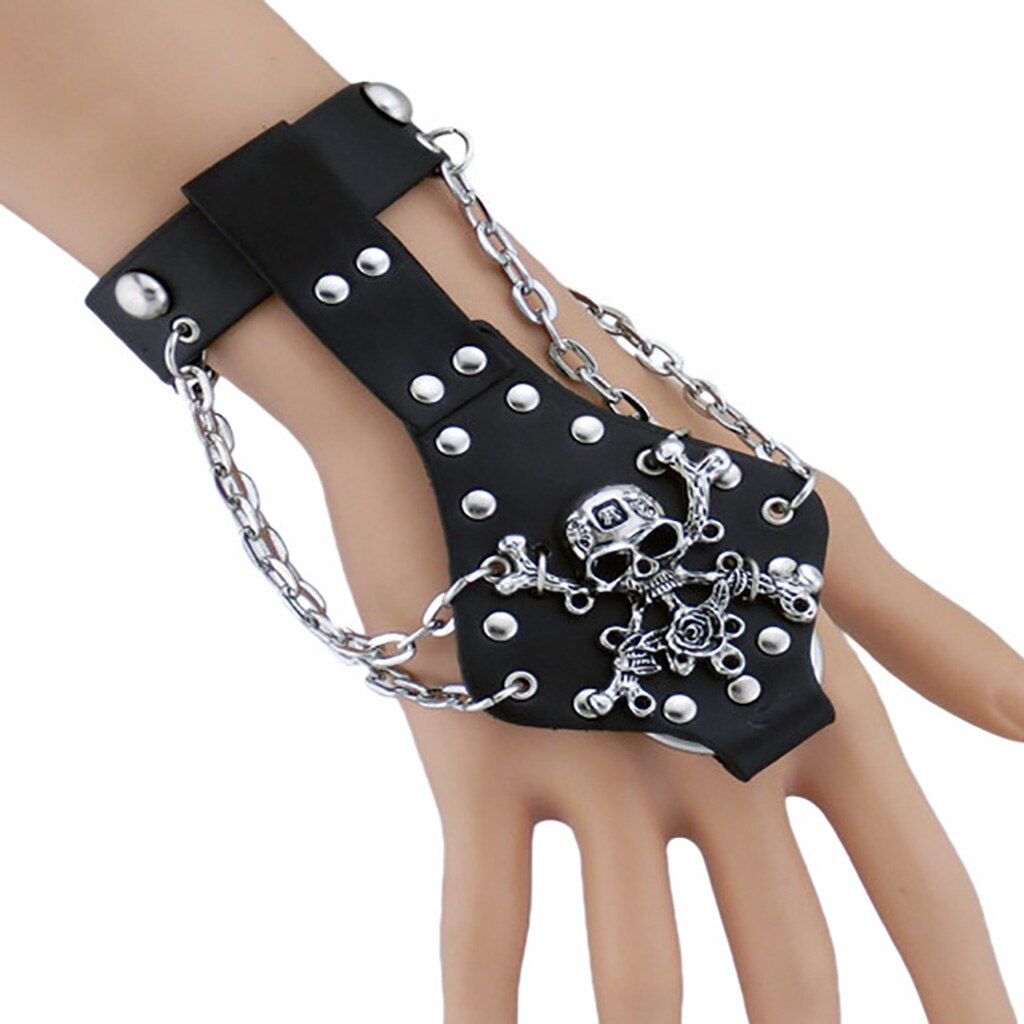 Punk Niet Skelett Armbinde Leder Armreif unisex Kette Armreif einstellen F ashion Schmuck