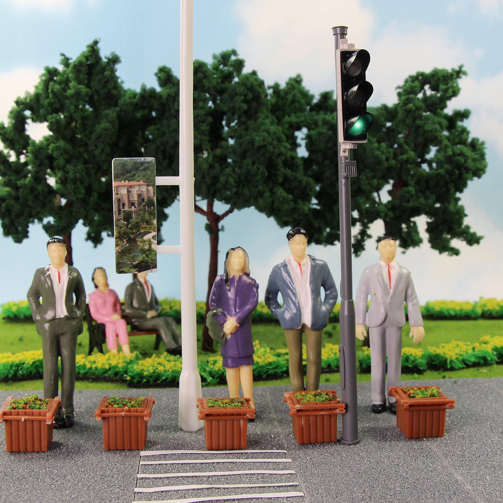 4pcs G Scale Model Traffic Signals Red/Yellow/Green 1:25 Block Signal 14.5cm Traffic Light JTD259RYG