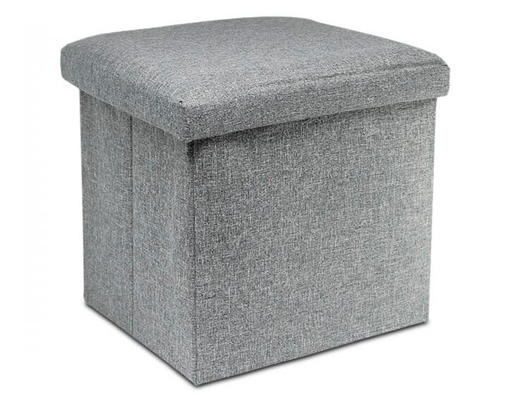 Puff Baúl Plegable 38x38x38 cm/Taburete Almacenaje Tapizado de Textil Tela Óptica Lino per Almacenamiento y Reposapiés - Asiento Silla Decorativ: Azul