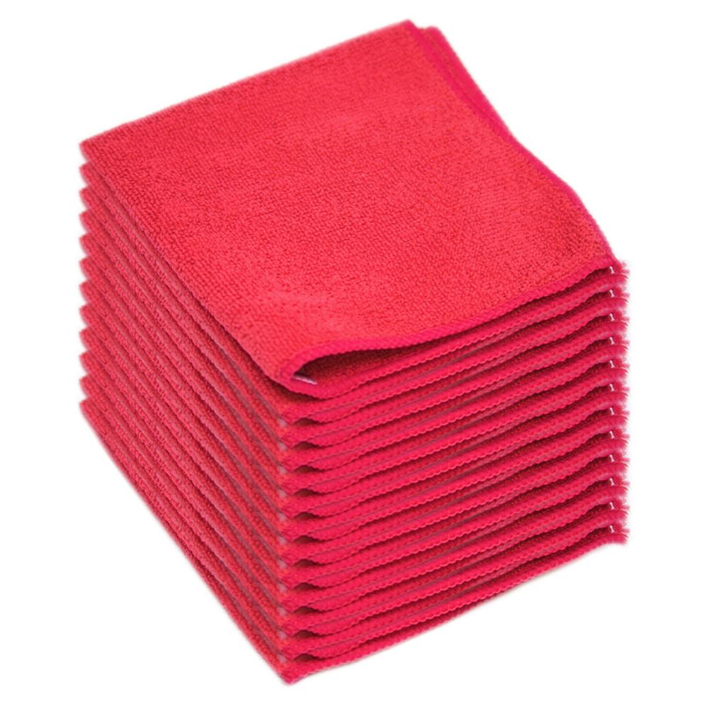 Mongka mikrofiber rengøringsklud håndklæde absorberende ingen ridser polering detaljer klude .11.5 x 11.5 tommer: Rød / 5 stk