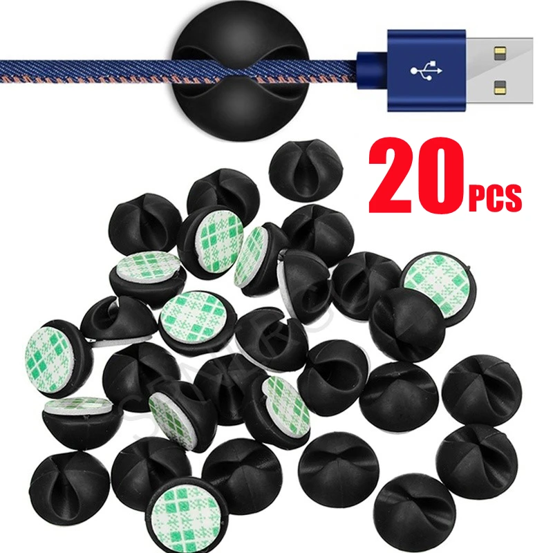 Enrouleur de câble, 10/20 pièces, organisateur de câble, Clip de bureau, support organisateur bien rangé, cordon de fil, téléphone, chargeur USB, support de câble dans la voiture