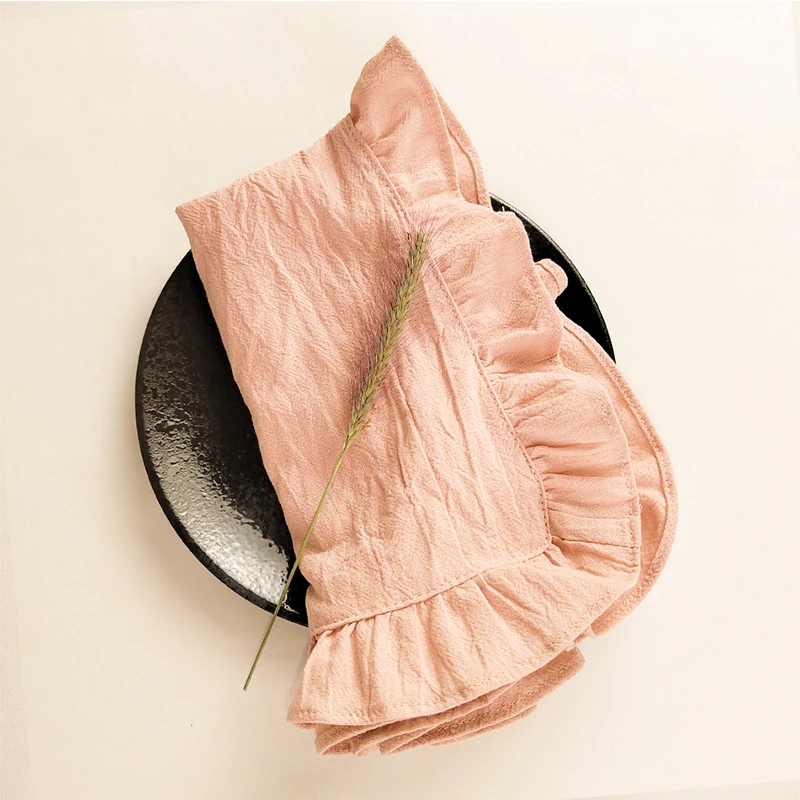 Katoen 100% Ruffule Servetten Voor Borden Zachte Volants Voor Bruiloft Decoratie Huis Warming Tafel Decor Party: 90x40 cm / Paars