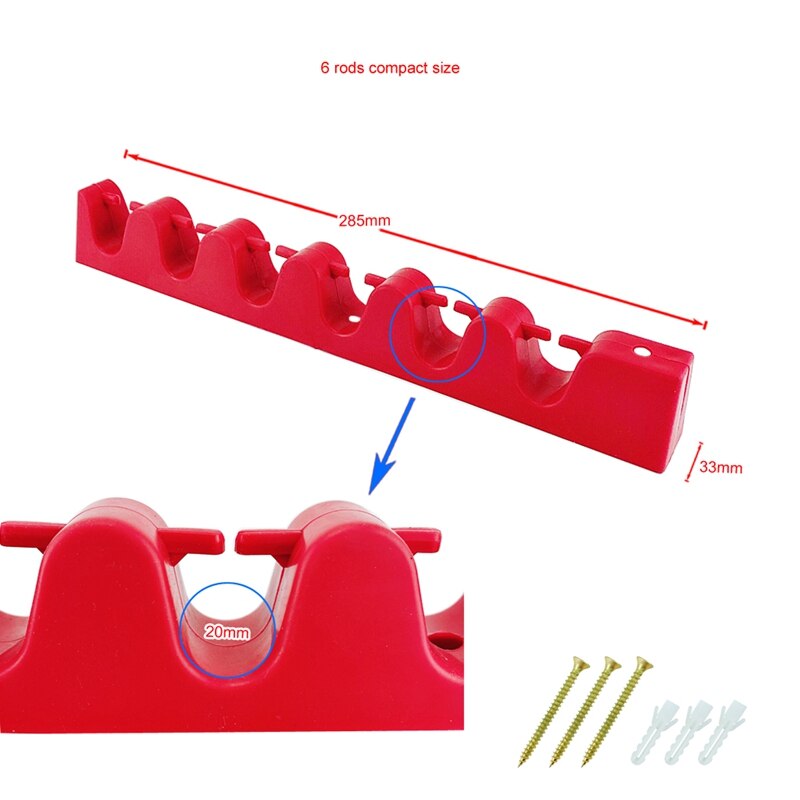 Rubber 6 Rods Rack Fishing Pole Holder Rod Holders Display Racks Fixing Rack Wall Mounted Rod Collection Rack