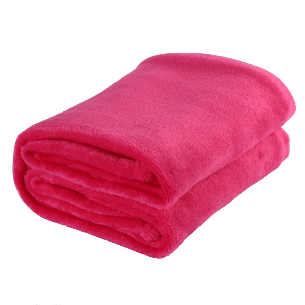 70x100cm super macio manter quente cobertor de flanela tamanho grande cor sólida casa sofá cama escritório cobertor do carro casa têxtil: rose red