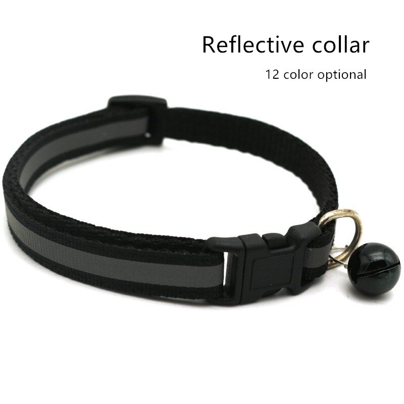 Collar reflectante para mascotas Collar campana ajustable tamaño adecuado para los gatos y suministros para mascotas perros básicos collares