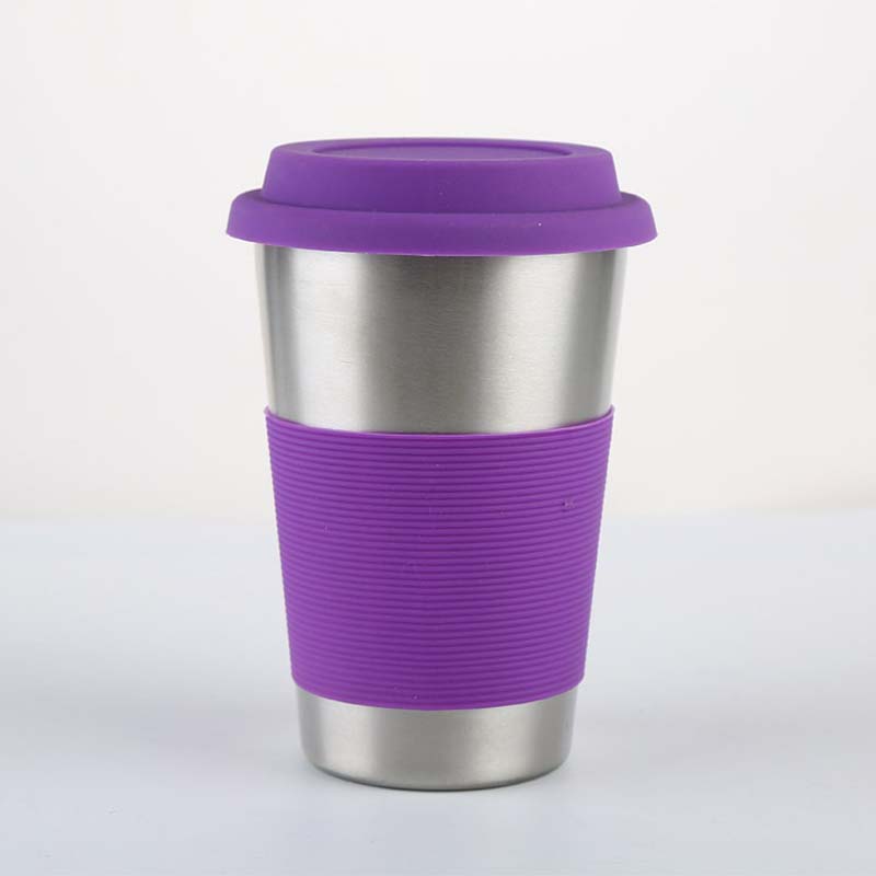 500ml Portable Practical Reusable Stainless Steel Silicone Cap Coffee Cups Eco Friendly Non-slip Travel Mugs Useful Wine Cup