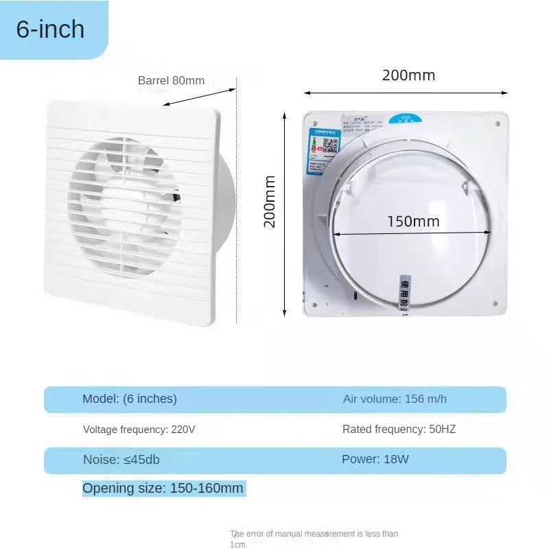 4 "6" 8 "Elektrische Abluftventilator Wc Leistungsstarke Stummschaltung Auszieher Haushalt Zauberstab Küche Inbline Kanal Fan Ventilator: Licht Grau / AU