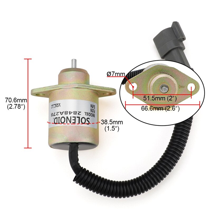 Cat 246 Skid Steer Fuel Shutoff Stop Shut Off Solenoid for Perkins 2848A278