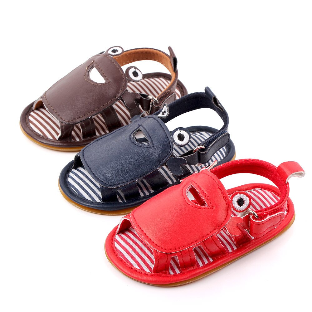 Sandales en cuir pour bébés garçons et filles, chaussures d'été à la , semelle en caoutchouc, adorables chaussures pour -nés, motif Animal de dessin animé