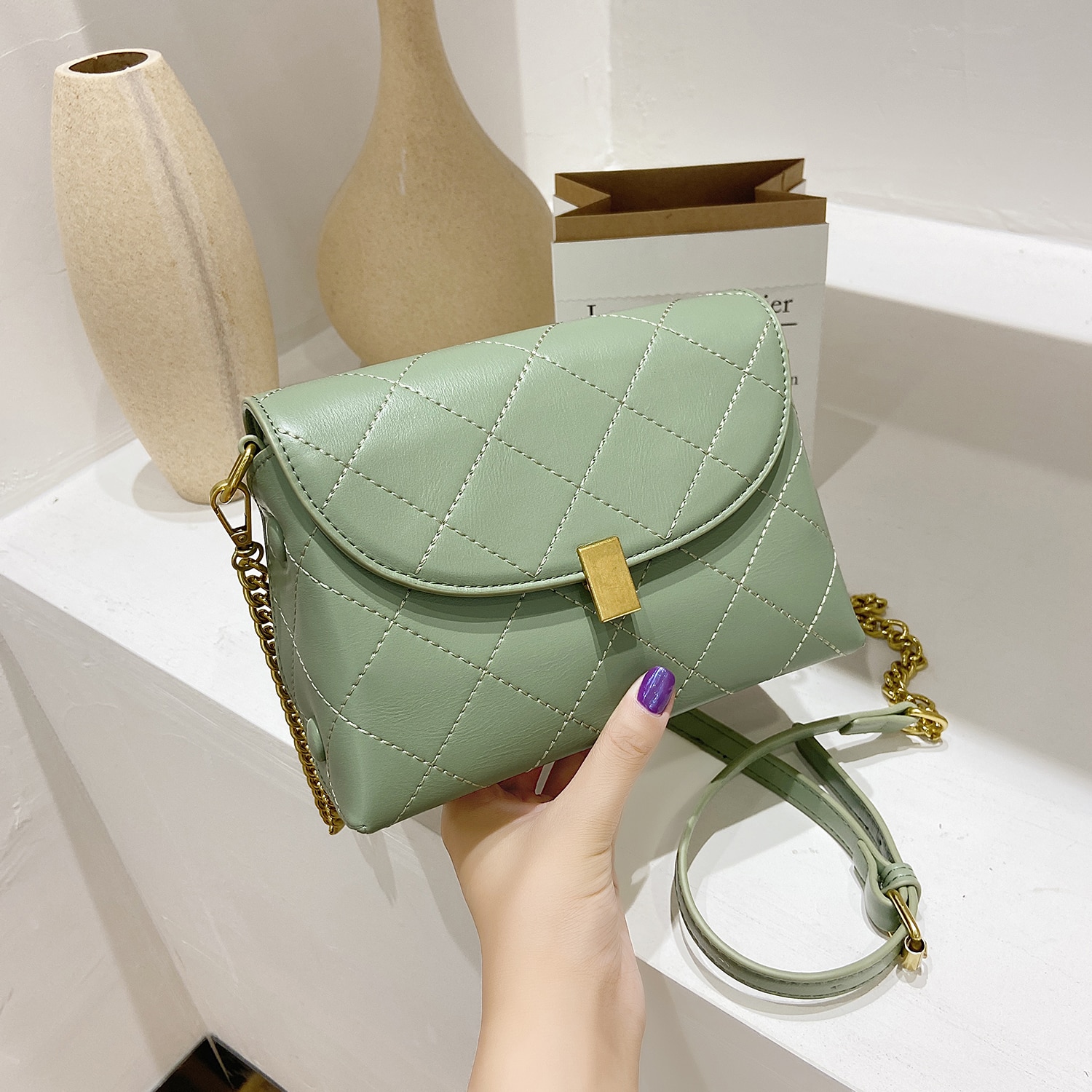 petit rabat chaîne bandoulière sacs pour femmes été PU cuir épaule sac à bandoulière pour fille sac à main dames téléphone sac à main