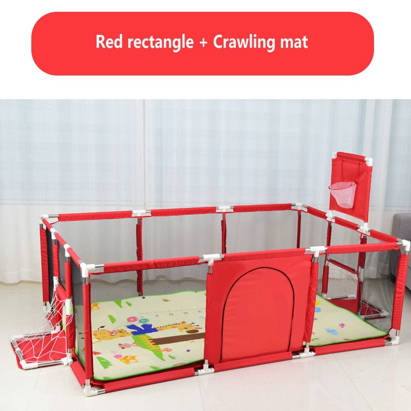 bambino scatola Bambini Barriera di Sicurezza Palle da Biliardo Pieghevole Bambini cestino E Campo di Calcio per 0-6 Anni di Età I Bambini di scatola: rosso rettangolo-2