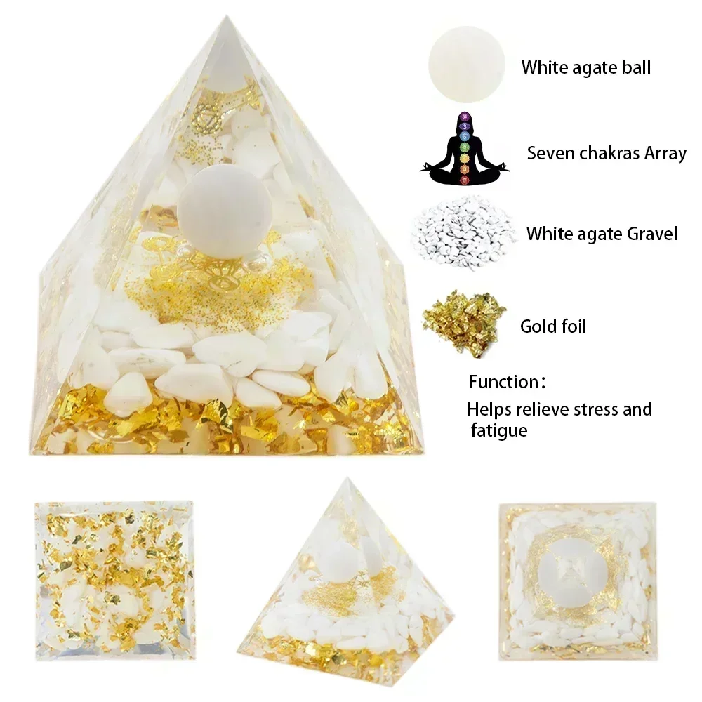 Generador de energía de cristal Natural pirámide peridoto amatista Reiki curación Chakra pirámide de resina decoración egipcia decoración de la habitación 1 ud.: Gris claro