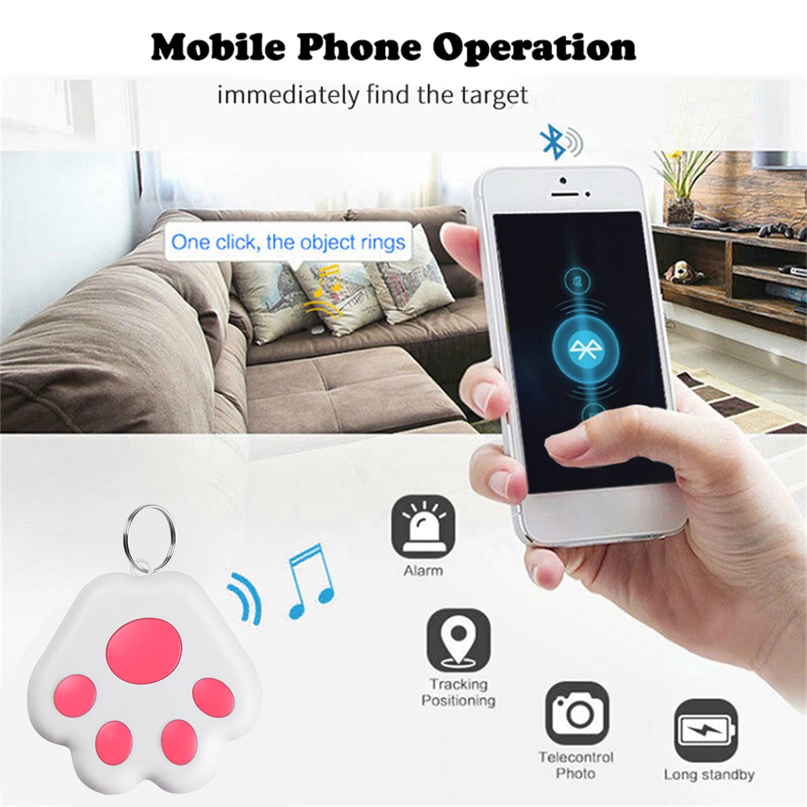 Bluetooth anti-lost device, mobile phone two-way alarm reminder, dog paw tracking, selfie finder, Bluetooth locator