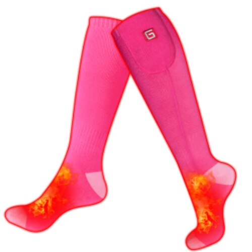 Calcetines calientes de invierno para mujer, medias eléctricas con batería recargable de 3,7 V, para pies fríos crónicos, para dormir y senderismo, color rosa: Default Title