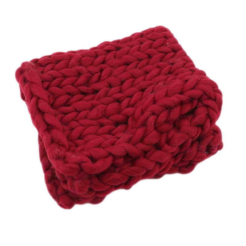 Cartoon Wool Crochet Baby Blanket Newborn Photography Props Chunky Knit Blanket Basket Filler 8 colors: red