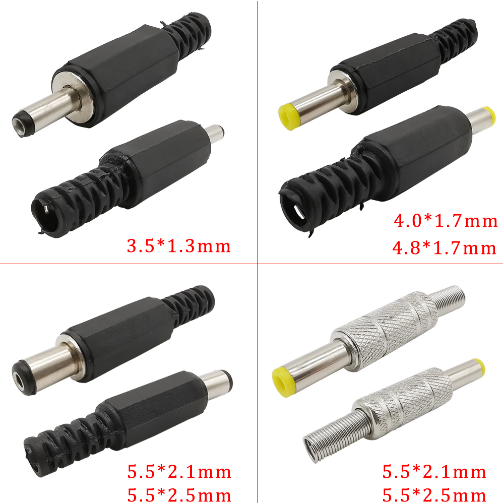 Enchufe de alimentación de CC, conector de cable de soldadura, 4,0/4,8*1,7mm, 3,5*1,3mm, 6,5*4,4mm, 5,5*2,1/2,5mm, adaptador de montaje, 10 unidades por lote