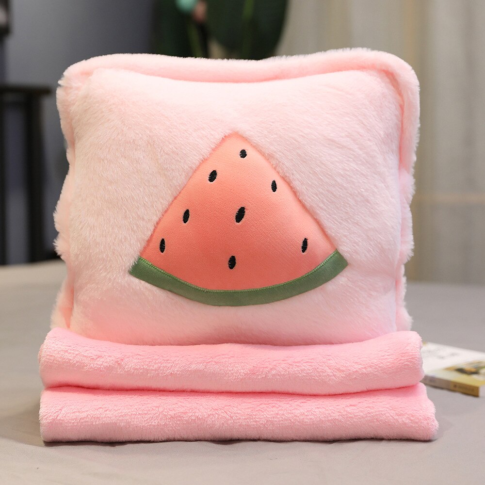 Adorable oreiller en peluche en forme de fruit, carotte, légume, couverture douce 3 in en 1 , kawaii, chaud pour les filles, amoureux, zhz: Pastèque 3 in 1