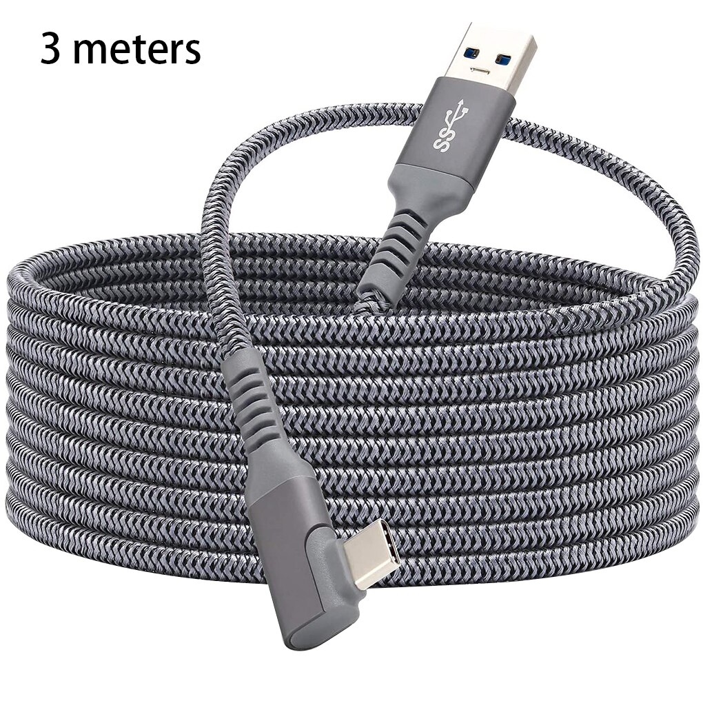Pour Oculus Quest 2 Lien Câble 5M USB 3.0 Charge rapide Câbles USB 3.0 Type C Transfert De Données USB-A À Type-c Câble Accessoires VR: 3m gray