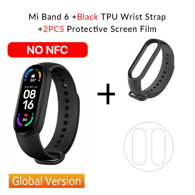 Global Version Xiaomi Mi Band 6 Smart Bracelet Blood Oxygen Heart Rate Miband 6 Fitness Traker Bluetooth Waterproof Smart Band: GNxBlack(no nfc)