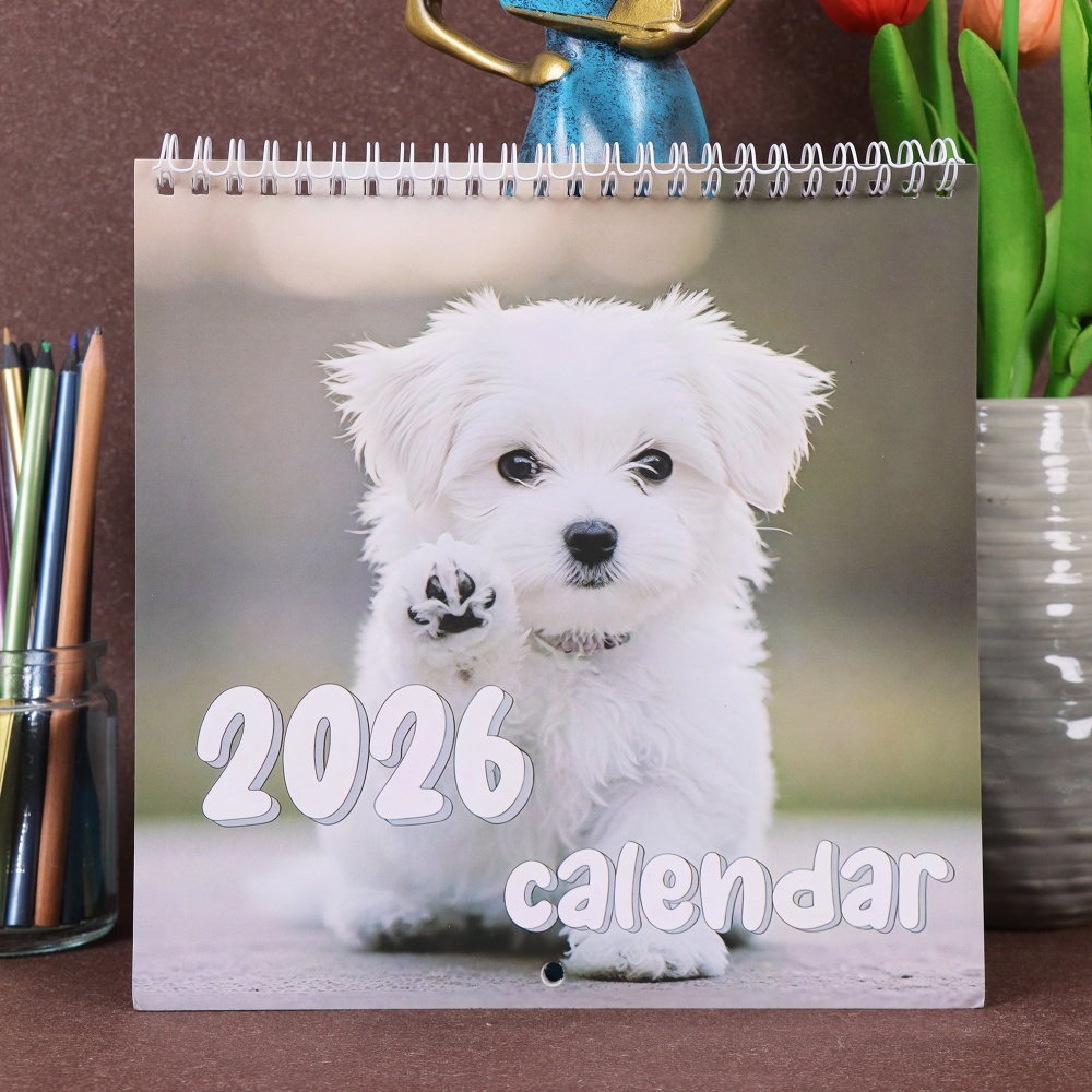 Cute Dog Illustration Calendar - Monthly & Daily Planner with Adorable Puppy , Portable Time Organizer for Home & Off: Default Title