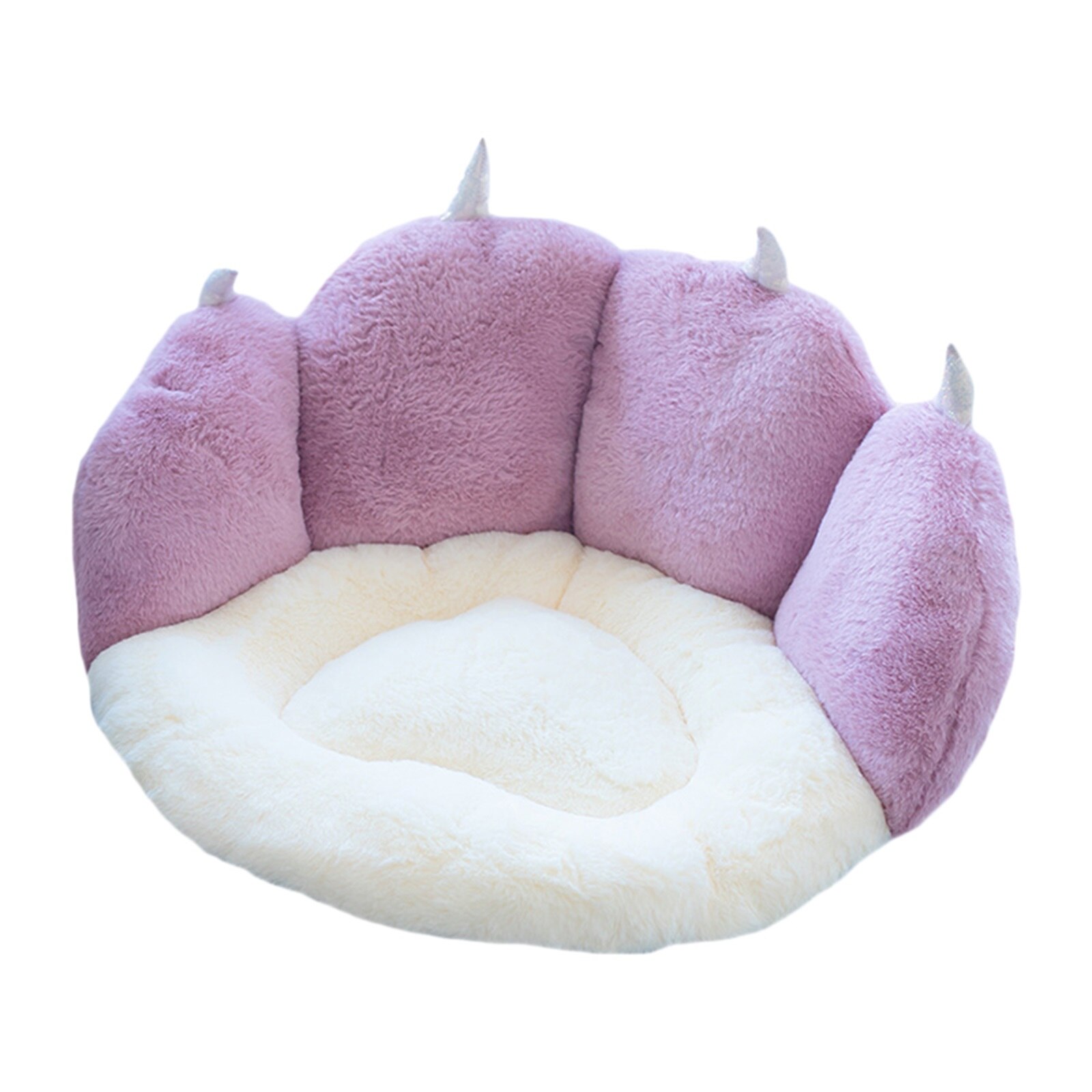 Śliczne siedzisko poduszka łapa kota kształt siedzisko poduszka podparcie pleców przytulne ogrzewane siedzienie poduszka dekoracje podkładki na dywan biuro poduszka na krzesło: FIOLETOWY