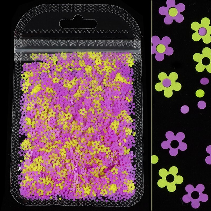 4MM Neon Flower Nail Art Sequins Decoration Fluorescence Glitter Flakes Sparkly Mixed Colors Slices Polish Manicure Accessories: YGMH-HZ