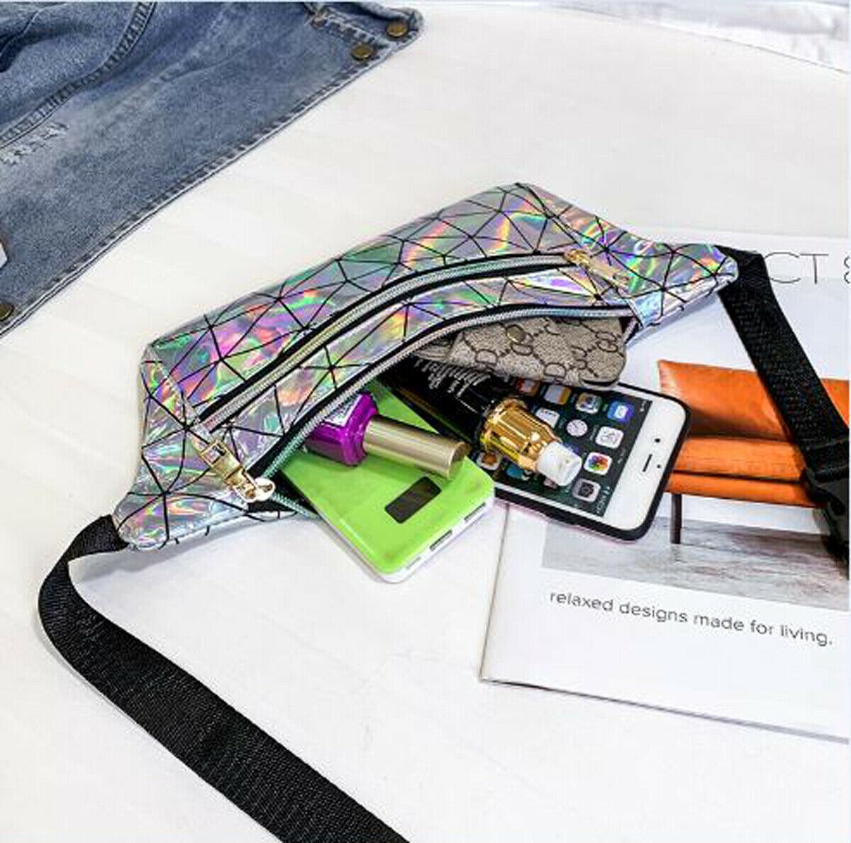 Dames borsttas pu leer felle kleur geometrie hip hop pochete sling messenger bag