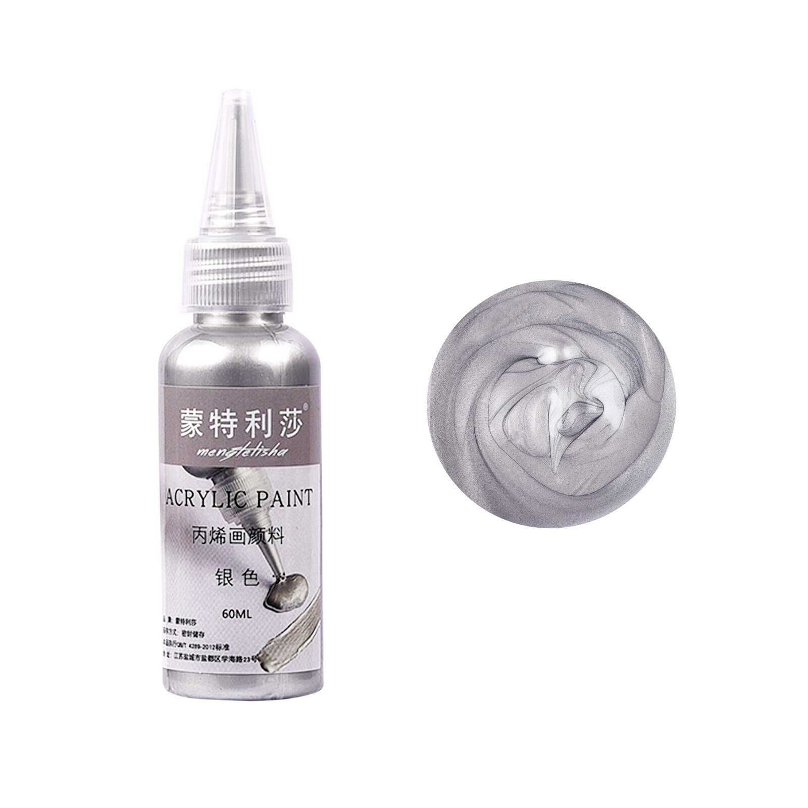 Neue 60ml Acryl Farbe Metallic Gold Silber Kupfer Für Epoxy Harz Schmuck Machen Gips Puppe Handmade DIY Farbpigment: Silver