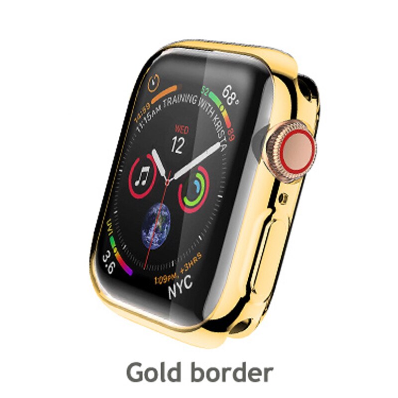 Voor apple watch series 5/4/3/2/1 hoesje voor apple watch screenprotector algemene beschermhoes voor i watch 38mm 40mm 42mm 44mm: Goud / 38mm