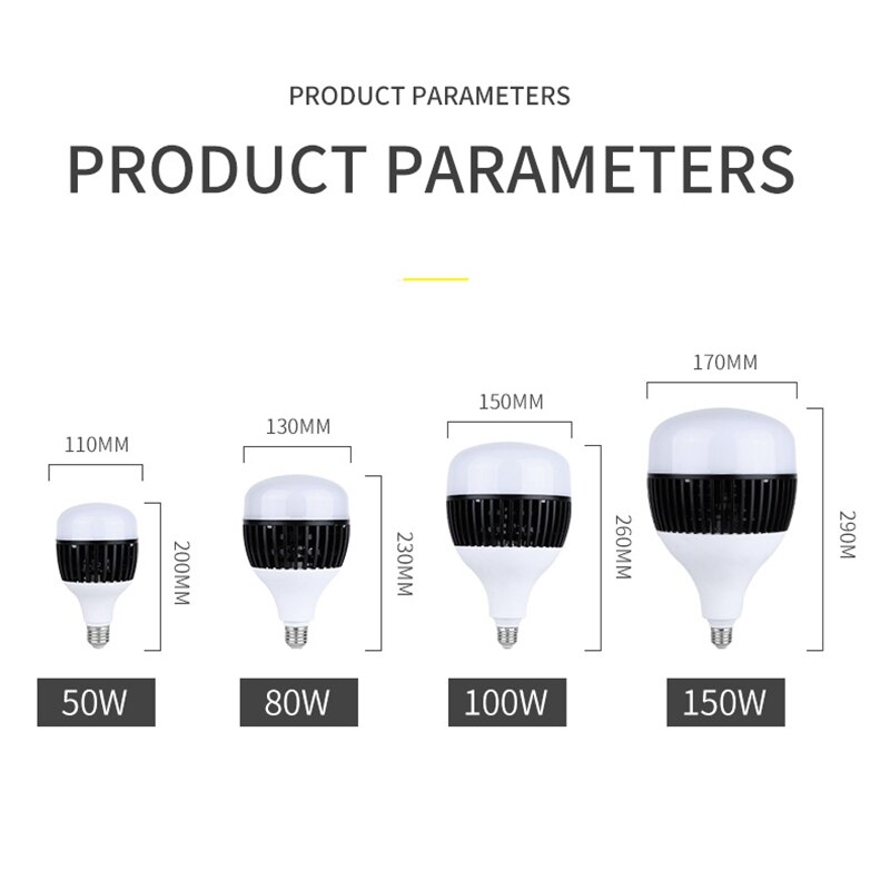 E27 Led Light Bulb 50W 100W 150W Led Lamp High Bay Light lamps 220V-240V Lights for Factory Warehouse Industrial Garage Lighting