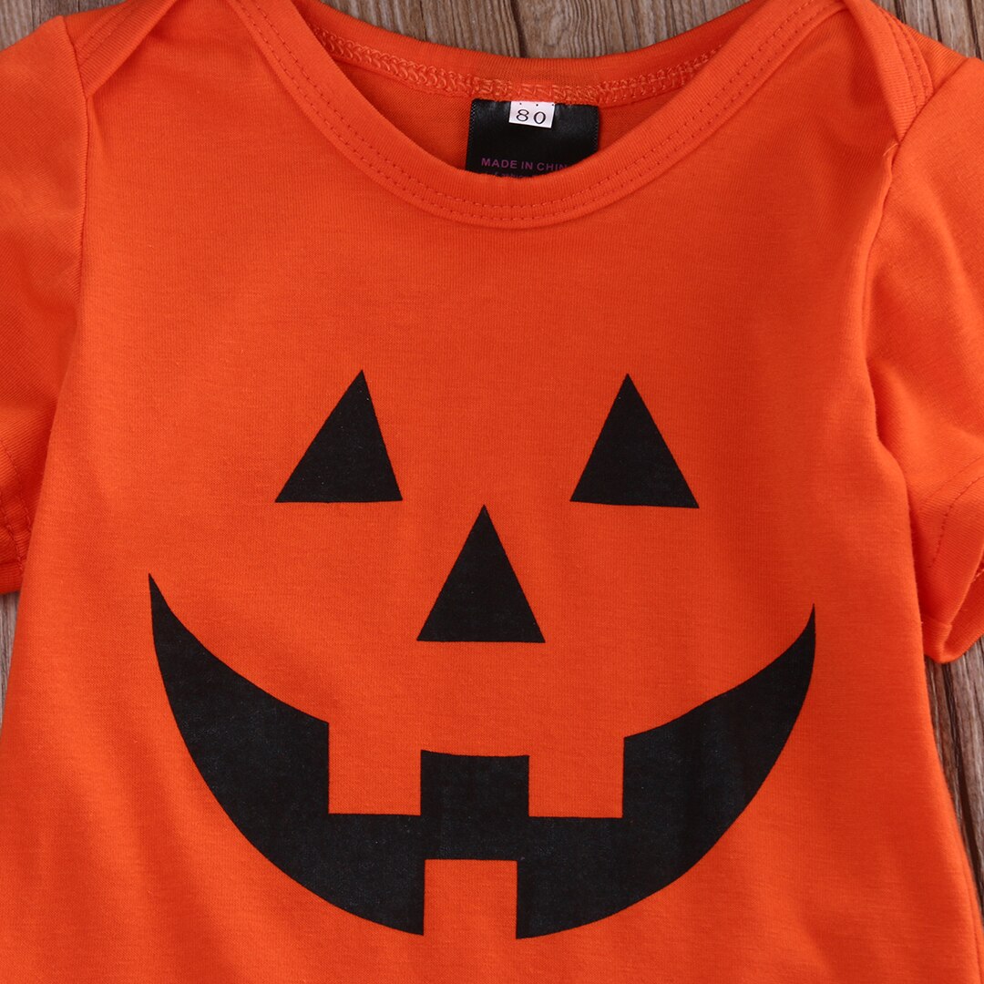 Halloween bébé garçons filles tenues Orange dessin animé citrouille imprimer body enfant en bas âge manches longues/courtes combinaisons 0-24M vêtements
