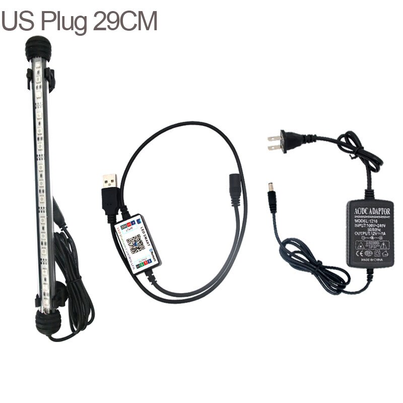 LED Aquarium Lamp For Fish Tank Plant Grow Lights Remote/APP Control Timer Function RGB Lamp For Aquarium LED Lighting 20-60CM: US PLUG 29CM