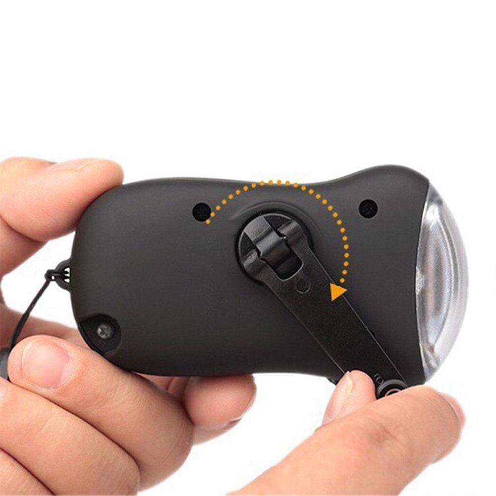 Mini Tragbare Handkurbel Dynamo LED Solar- angetrieben Taschenlampe Camping Taschenlampe