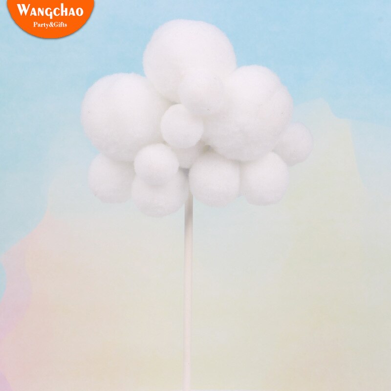 Pink White Blue Cotton Clouds Cake Topper Wedding Princess Happy Birthday Cake Topper Party Supplies Baby Shower Accessories