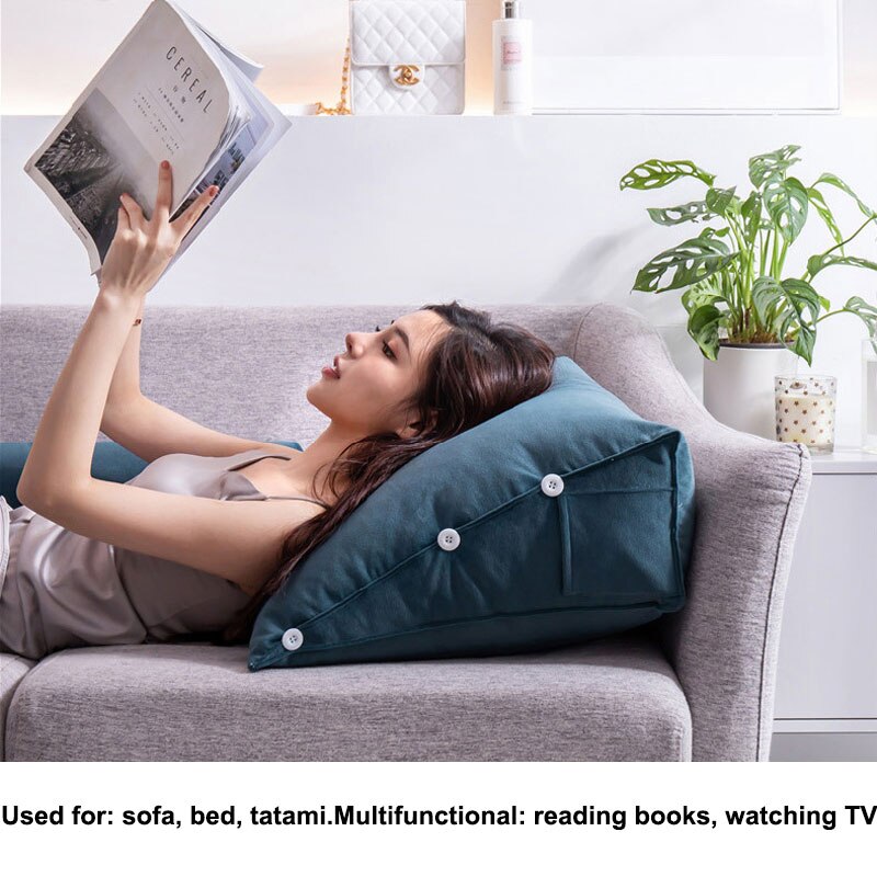 Triangle Body Pillow for Reading &amp; Bed Rest Sofa Waist Cushion Solid Color Wedge Backrest Pillow Back Cushion Headboard Pillow